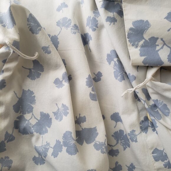 Vintage Marjorie Prairie Maxi White & Periwinkle Blue Parsley Toteme Style Smock - Picture 10 of 12